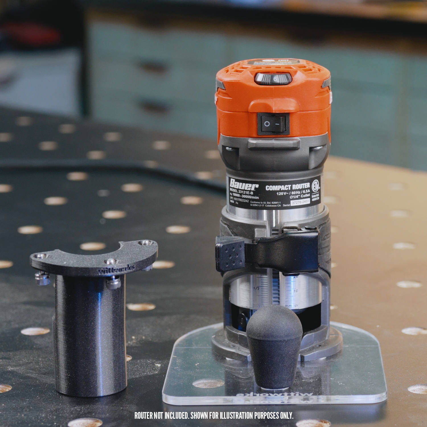 Bauer Compact Router Track Guide wittPlate for Bauer: Precision Router Base & Dust Collection | Corded ...