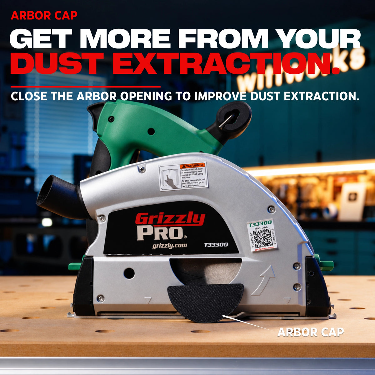 Track Saw Dust Cover Compatible with Grizzly PRO (T33300 - 6-1/4")